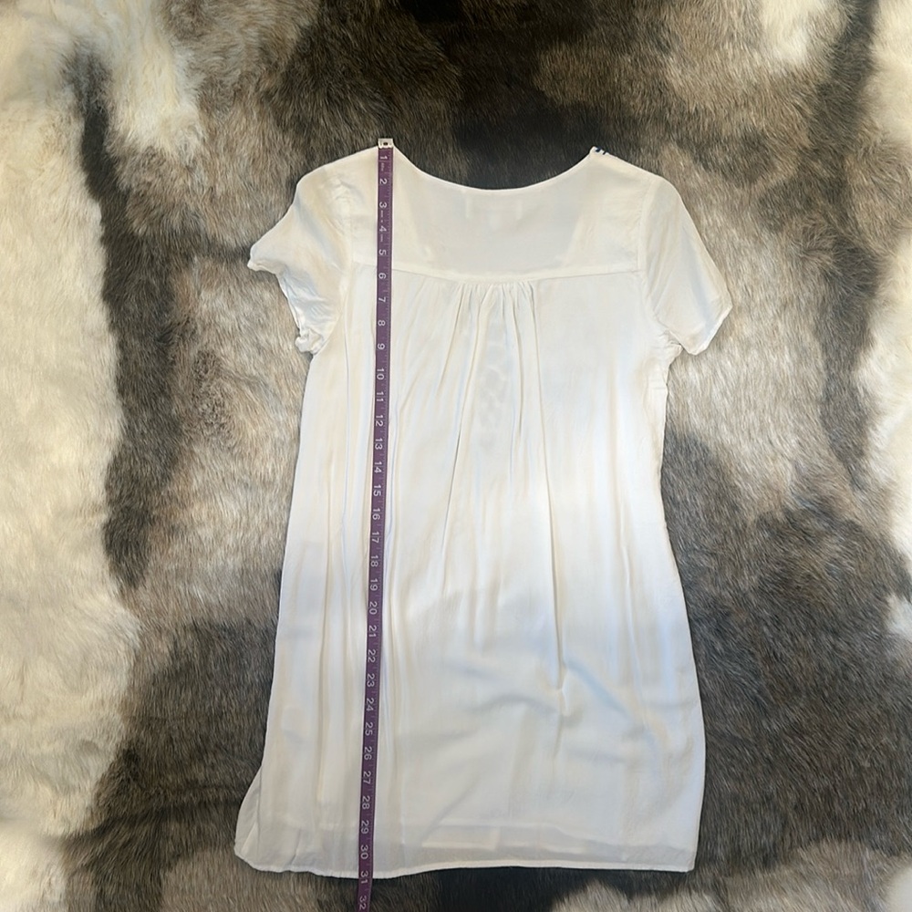Lulus Kokomo white shift lace up dress navy blue embroidery small mini - Picture 3 of 6